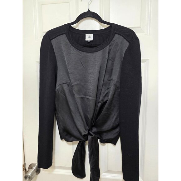 Cabi Black Office Use Long-Sleeve Knit Tie-Front Top Size M - Picture 2 of 9